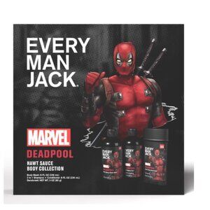 Mens Every Man Jack + Marvel Deadpool Hawt Sauce Body Collection Gift Set NIB